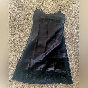 NEW Vintage VS black silk and lace slip